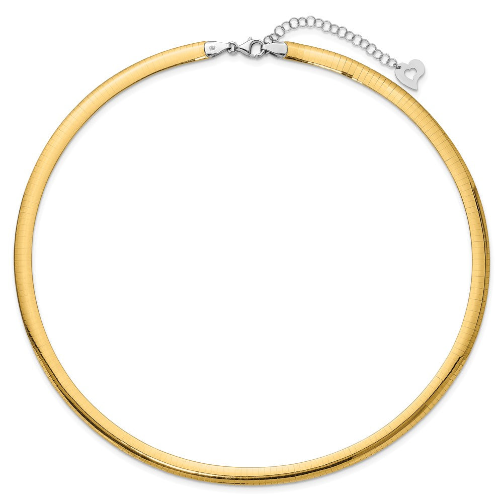 14k Two-tone 6mm Lightweight Reversible 18 inch Omega Necklace Plus 2 inch Heart Chain Extender