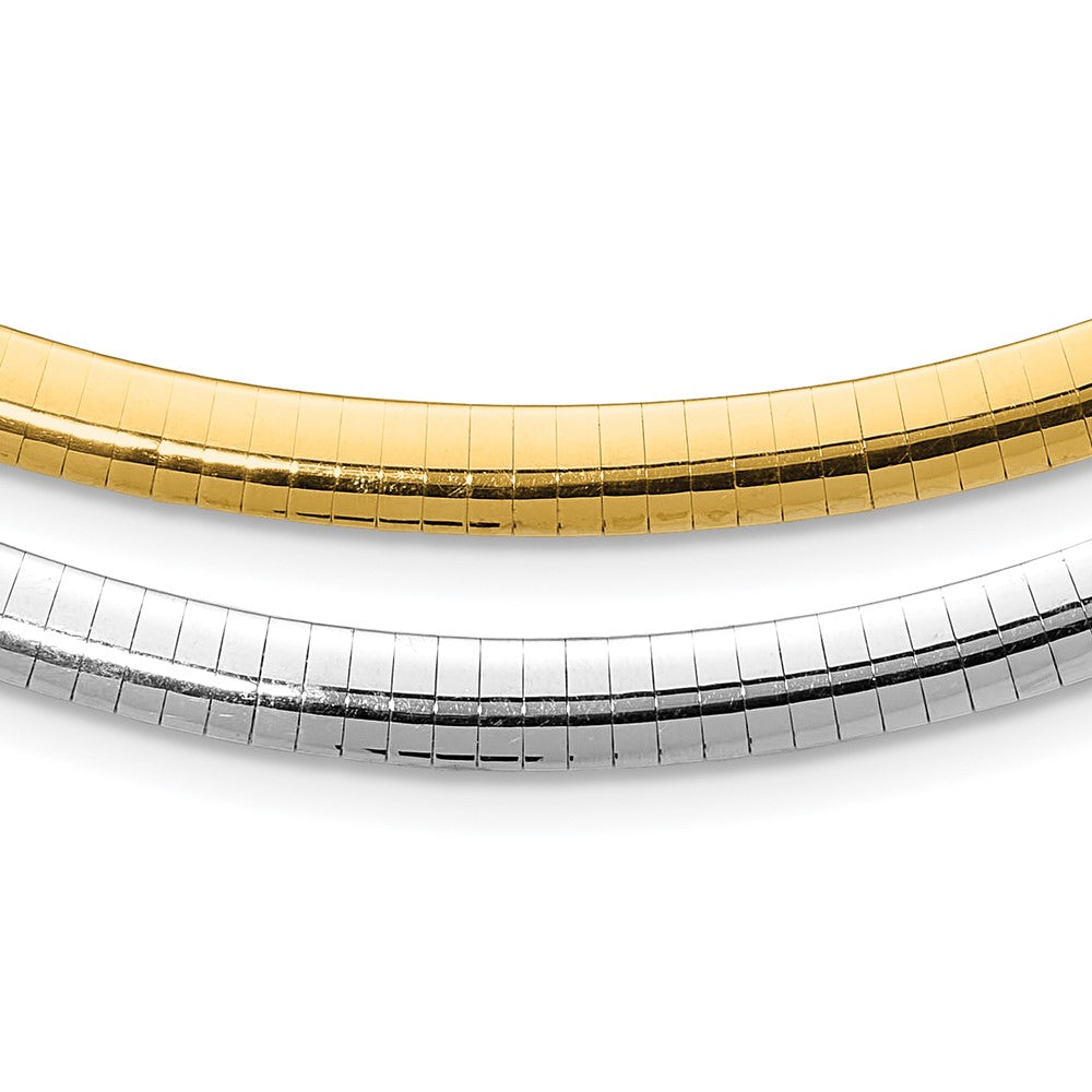 Polished;14K Two-tone;Reversible;Fancy lobster;2in extension;Domed