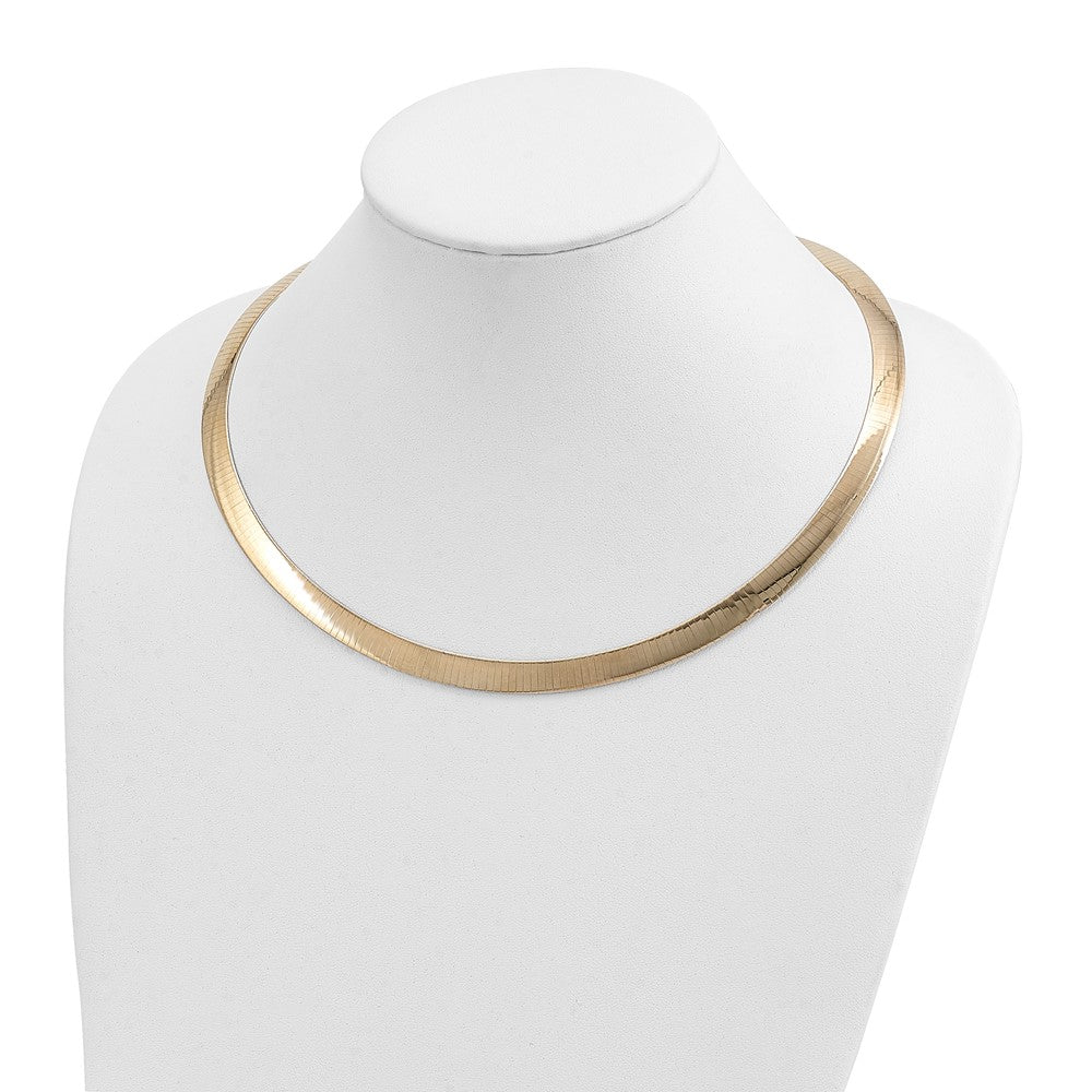 14k Two-tone 8mm Lightweight Reversible 16 inch Omega Necklace Plus 2 inch Heart Chain Extender