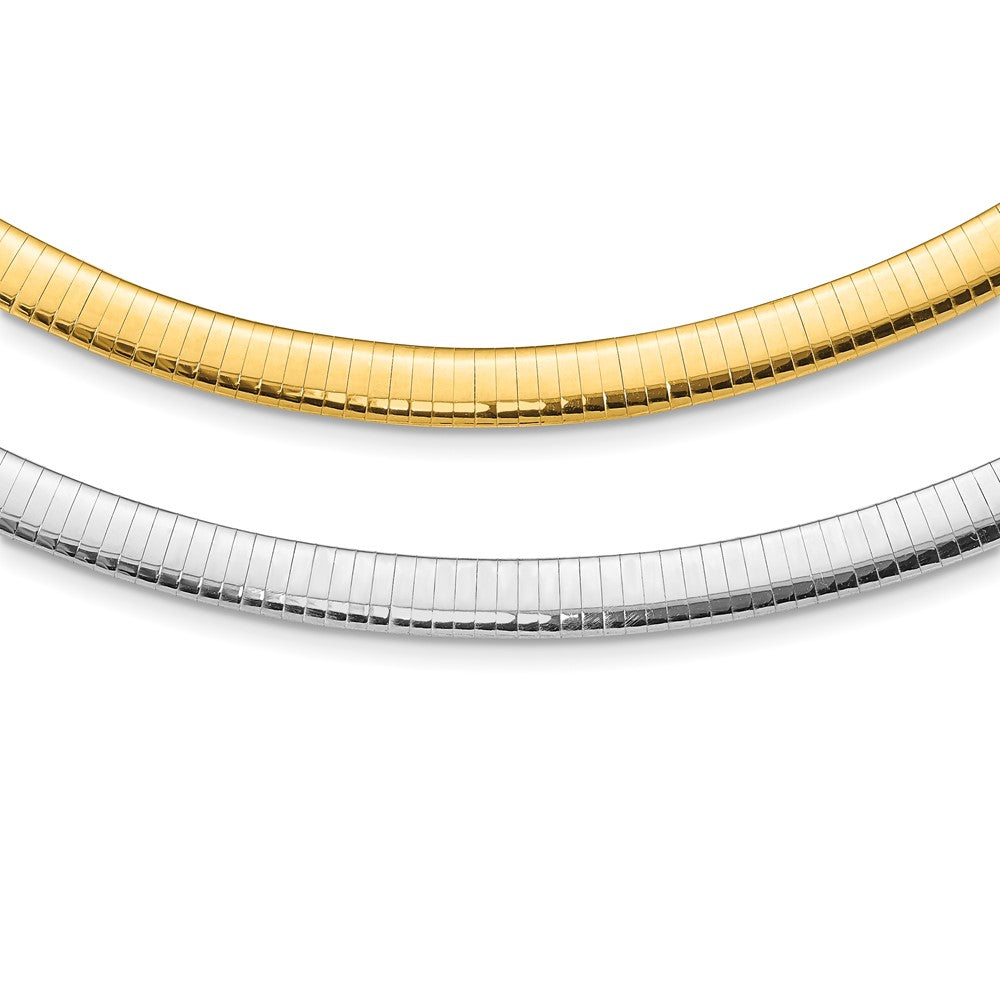 Polished;14K Two-tone;Reversible;Fancy lobster;2in extension;Domed