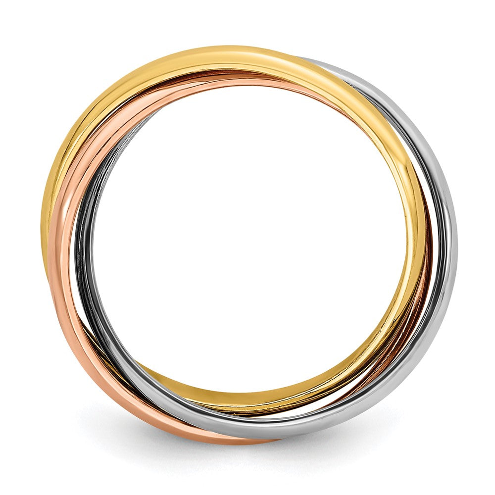 14k Tri-color Polished Rolling Ring Size 4.5