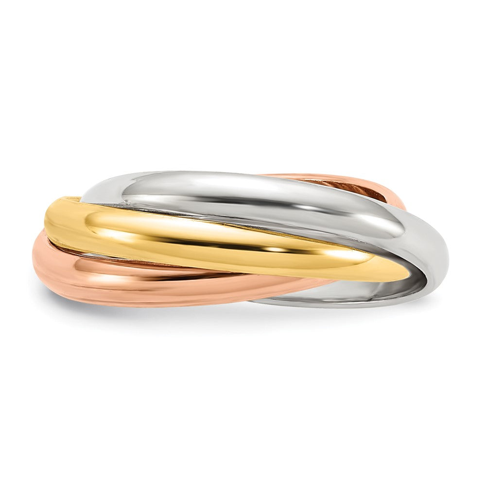 14k Tri-color Polished Rolling Ring Size 5.5