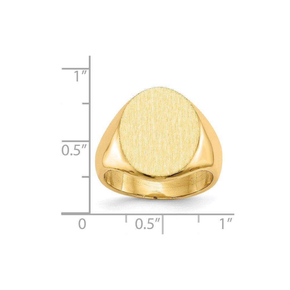 14k 14.0x17.5mm Closed Back Mens Signet Ring
