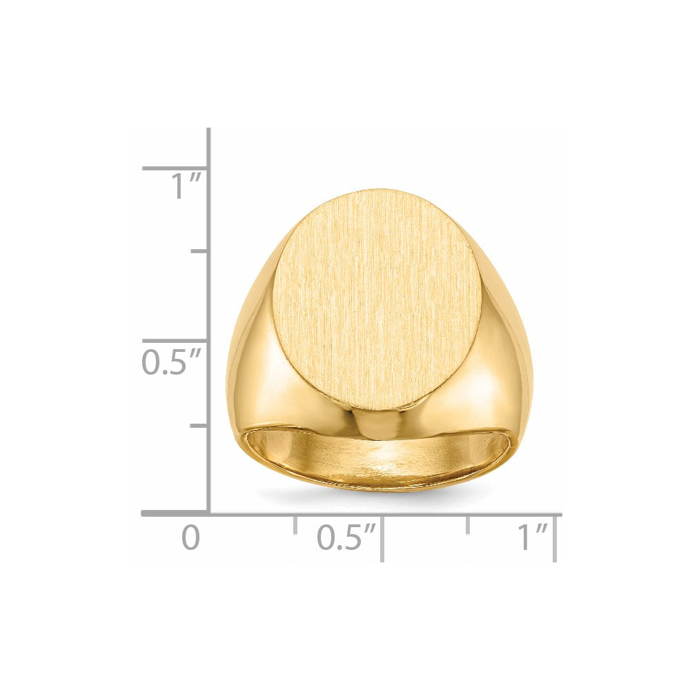 14k 16.0x18.5mm Closed Back Mens Signet Ring