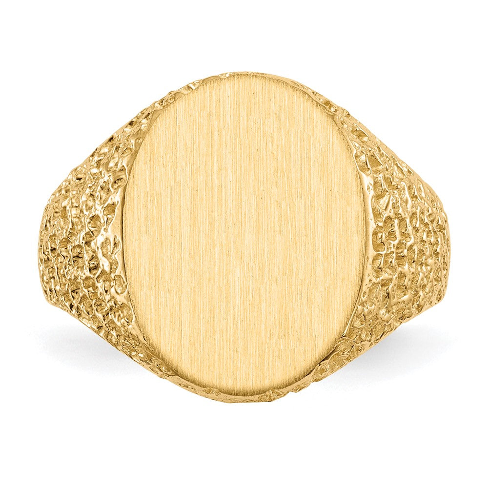 14k 13.0x17.0mm Closed Back Mens Signet Ring