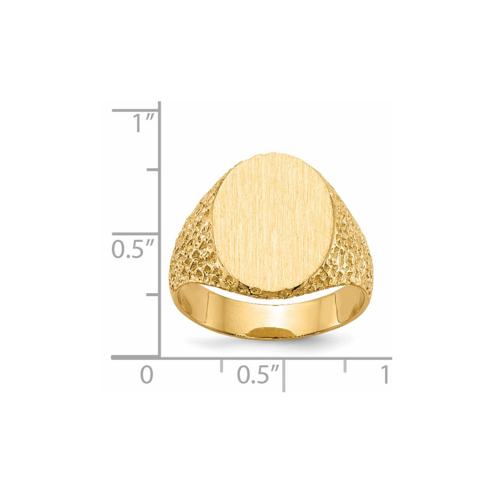 14k 13.0x17.0mm Closed Back Mens Signet Ring