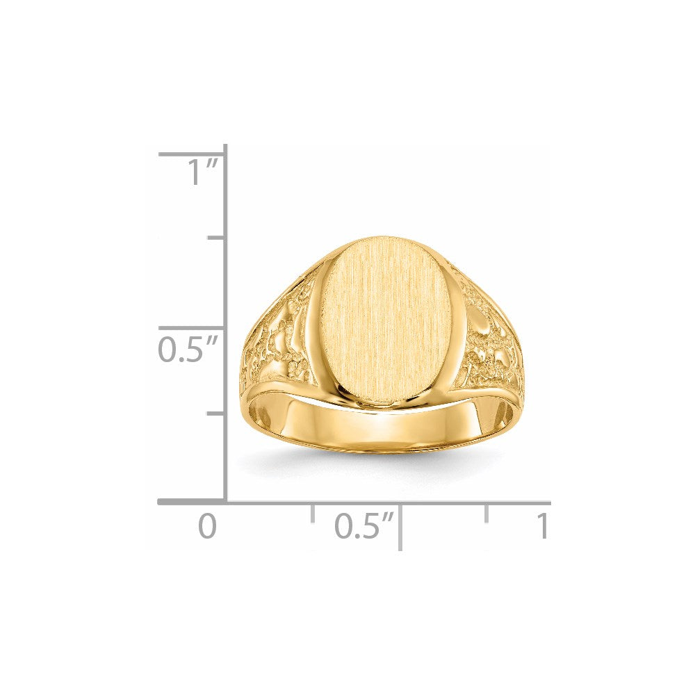 14k 11.0x14.5mm Closed Back Mens Signet Ring