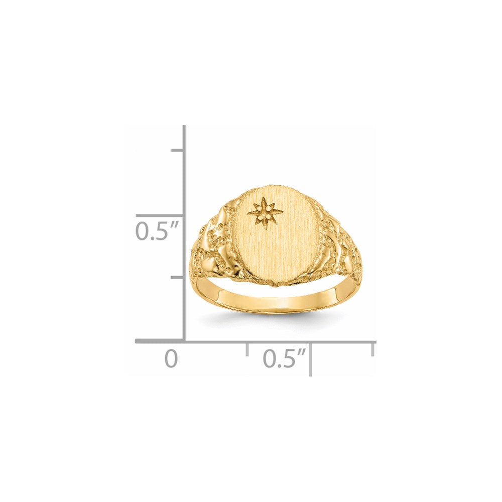14k 9.0x11.0mm Closed Back Diamond Signet Ring Mounting
