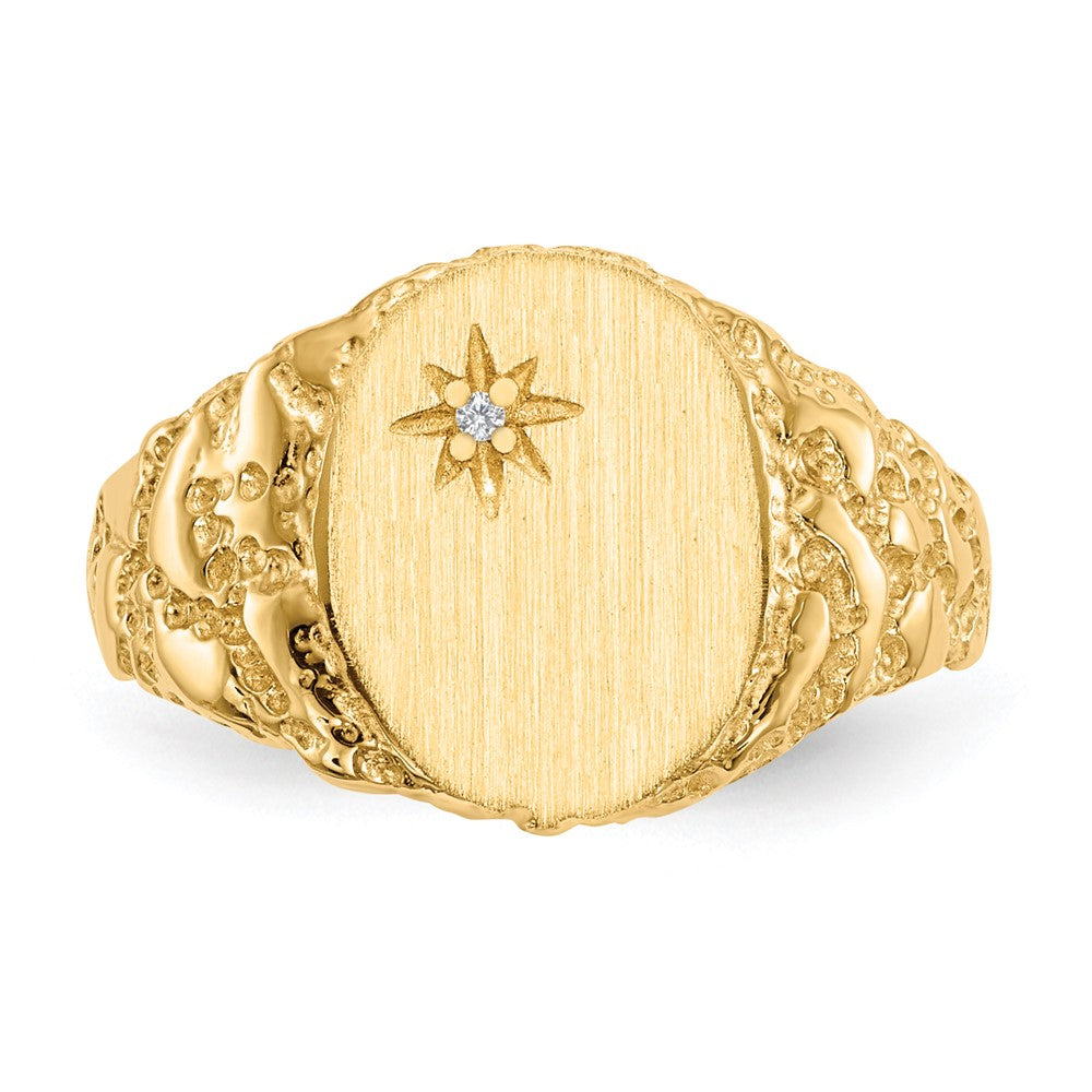 14k 9.0x11.0mm Closed Back AA Diamond Signet Ring