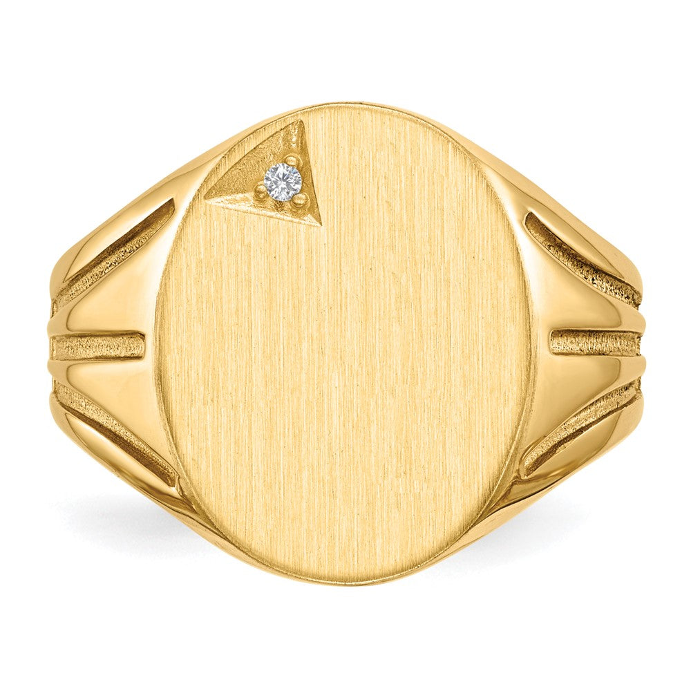 14k 14.0x16.0mm Open Back AA Diamond Mens Signet Ring