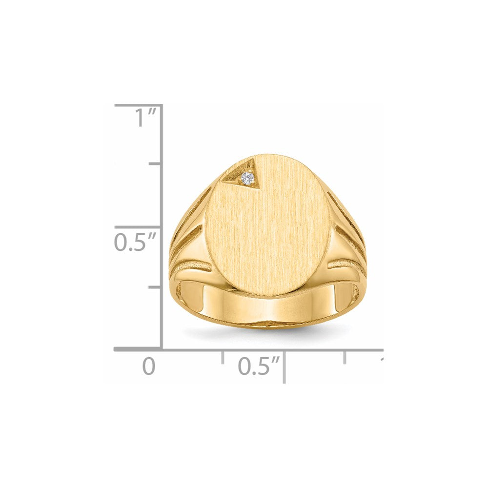 14k 14.0x16.0mm Open Back AA Diamond Mens Signet Ring