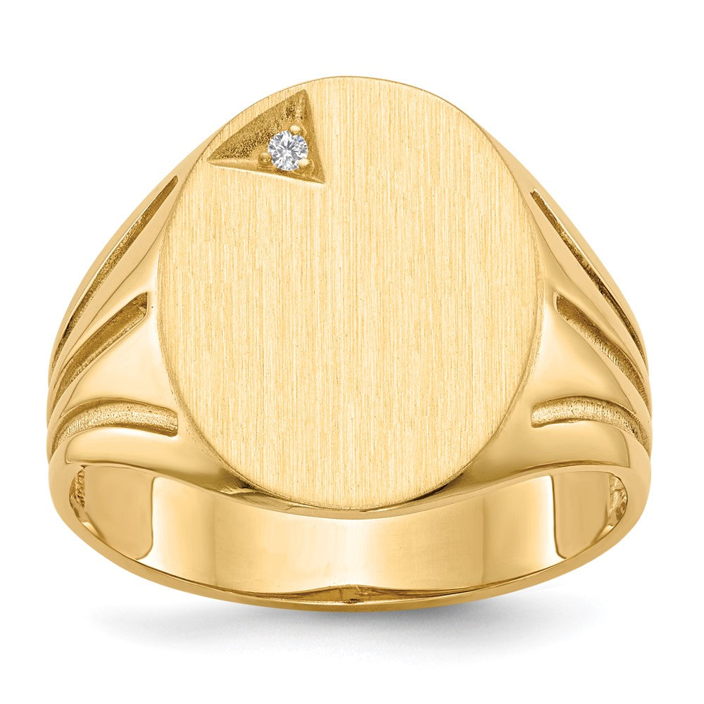 Polished;14k Yellow gold;Open back;Engravable;Diamond;Avail. in 10k yellow gold;Avail. in 18k yellow gold;Avail. in 14k white gold;Avail. in platinum;Avail. in 10k white gold;Avail. in 18k white gold;AA quality;Burnish