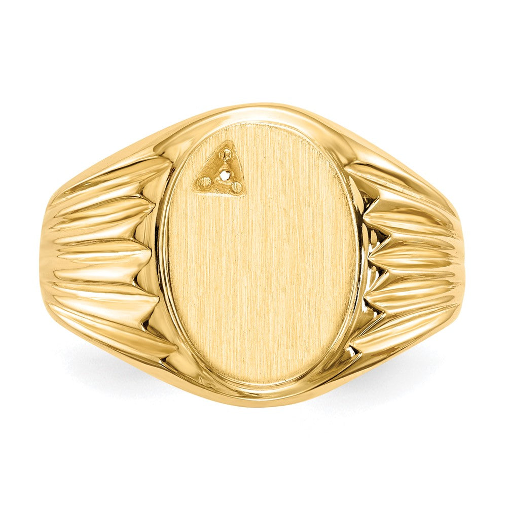 14k 10.0x13.5mm Open Back Diamond Mens Signet Ring Mounting