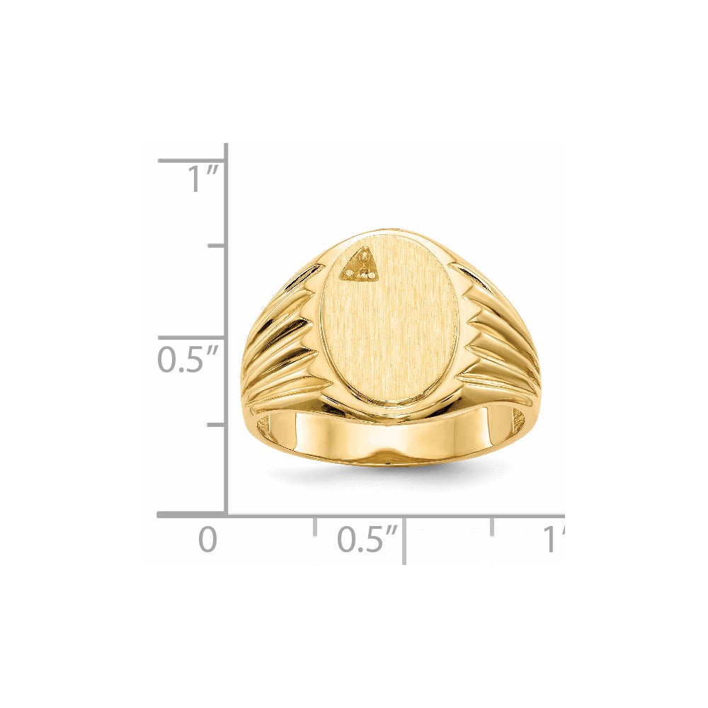 14k 10.0x13.5mm Open Back Diamond Mens Signet Ring Mounting