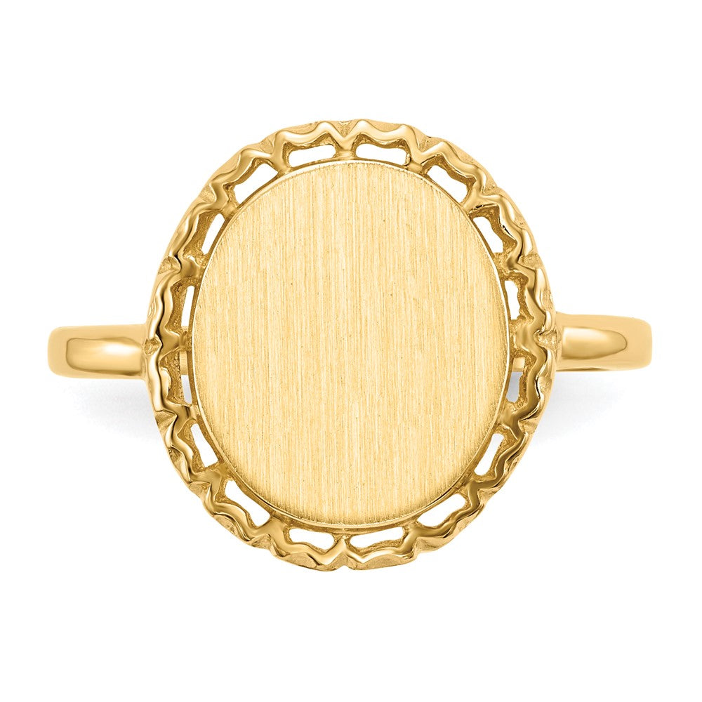 14k 11.0x12.5mm Open Back Signet Ring
