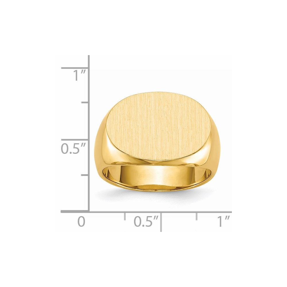 14k 19.0x13.0mm Closed Back Mens Signet Ring