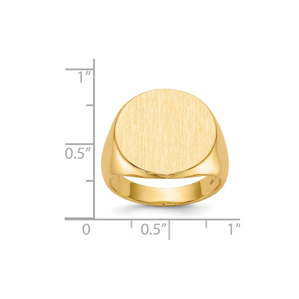 14k 18.0x17.5mm Closed Back Mens Signet Ring