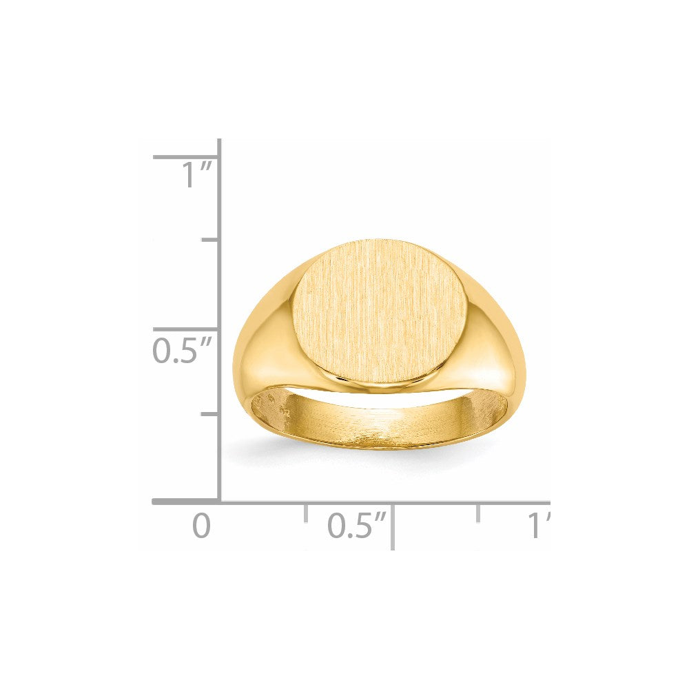 14k 13.5x12.5mm Open Back Mens Signet Ring