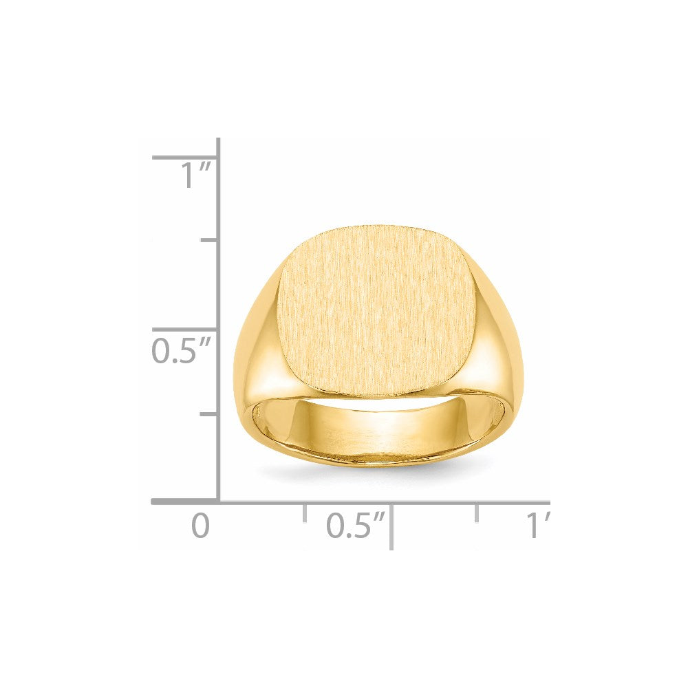14k 15.0x15.5mm Open Back Mens Signet Ring