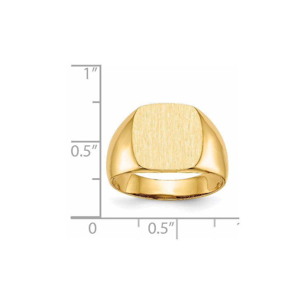 14k 12.5x12.5mm Open Back Mens Signet Ring