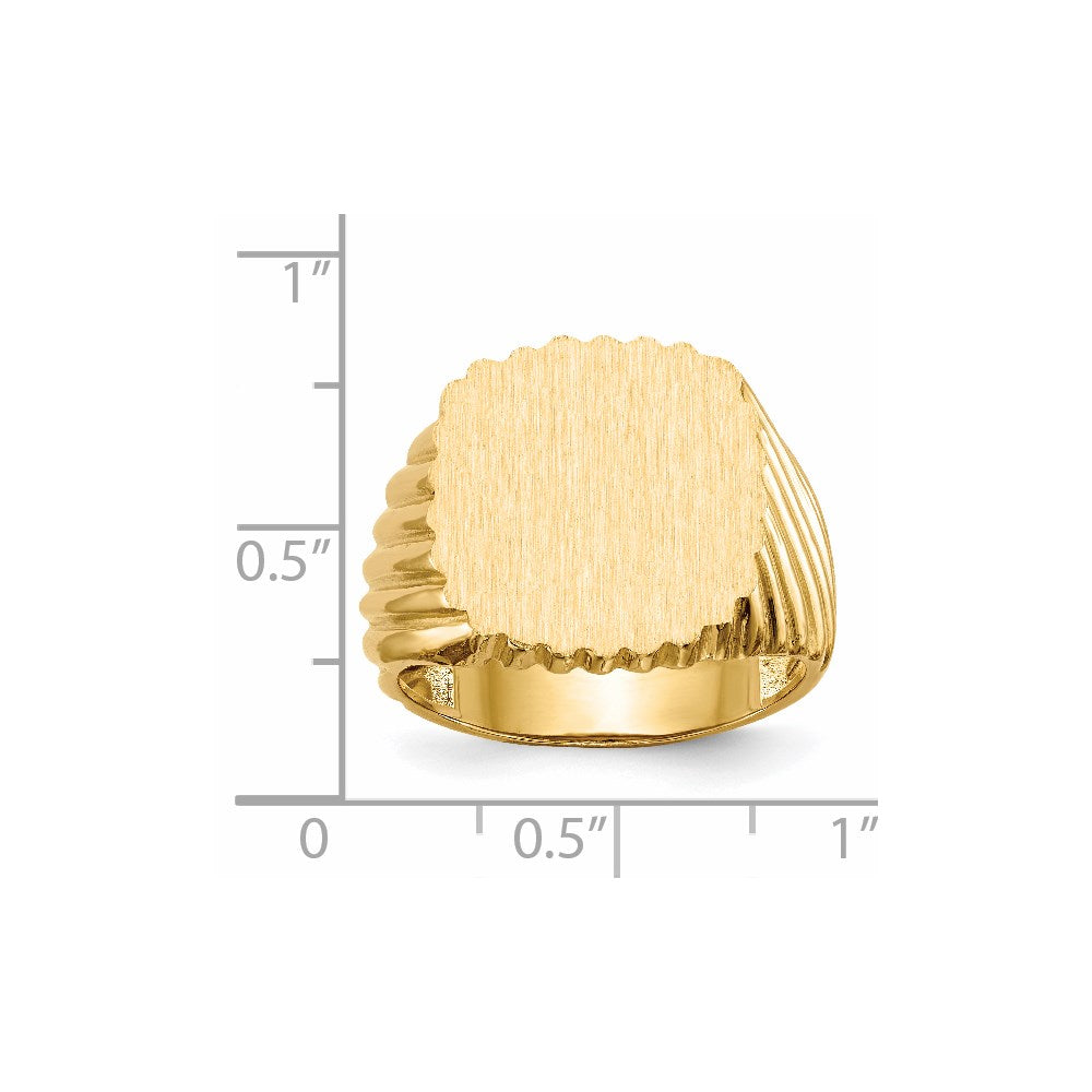 14k 16.5x18.0mm Open Back Mens Signet Ring