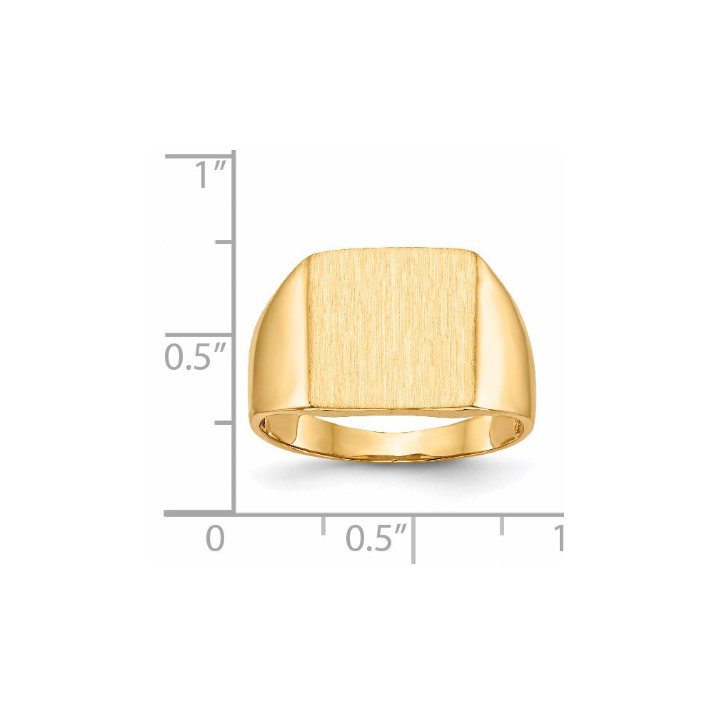 14k 13.0x13.0mm Open Back Mens Signet Ring