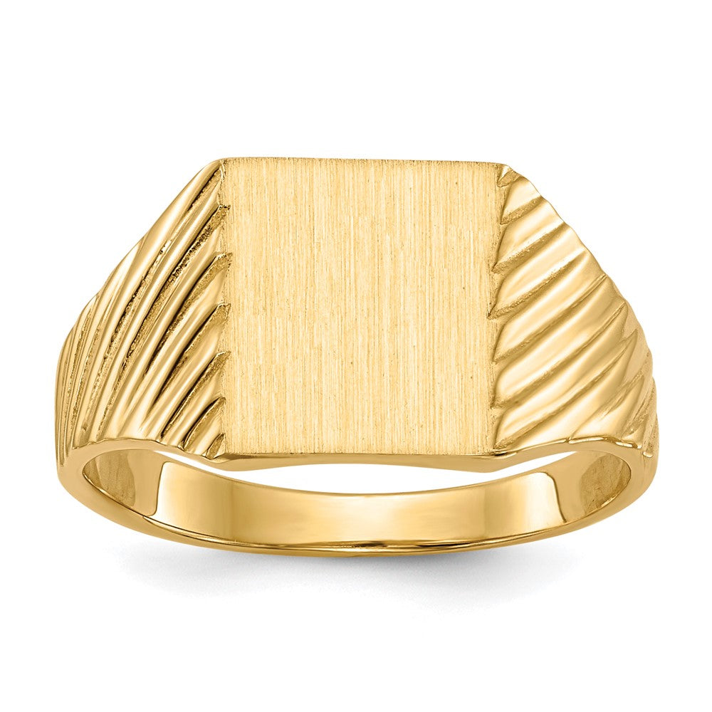Polished;14k Yellow gold;Engravable;Avail. in 10k yellow gold;Avail. in 18k yellow gold;Avail. in 14k white gold;Avail. in platinum;Avail. in 10k white gold;Avail. in 18k white gold;Solid Back