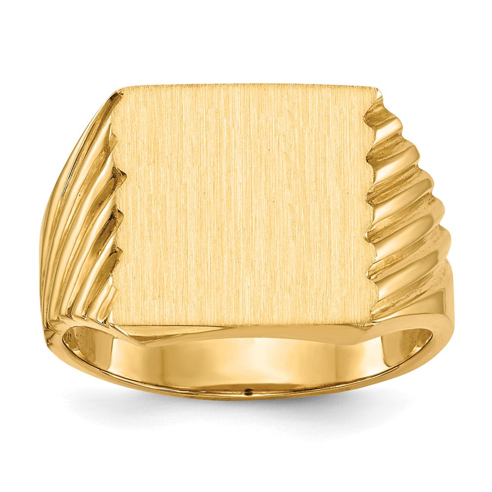 Polished;14k Yellow gold;Engravable;Avail. in 10k yellow gold;Avail. in 18k yellow gold;Avail. in 14k white gold;Avail. in platinum;Avail. in 10k white gold;Avail. in 18k white gold;Solid Back