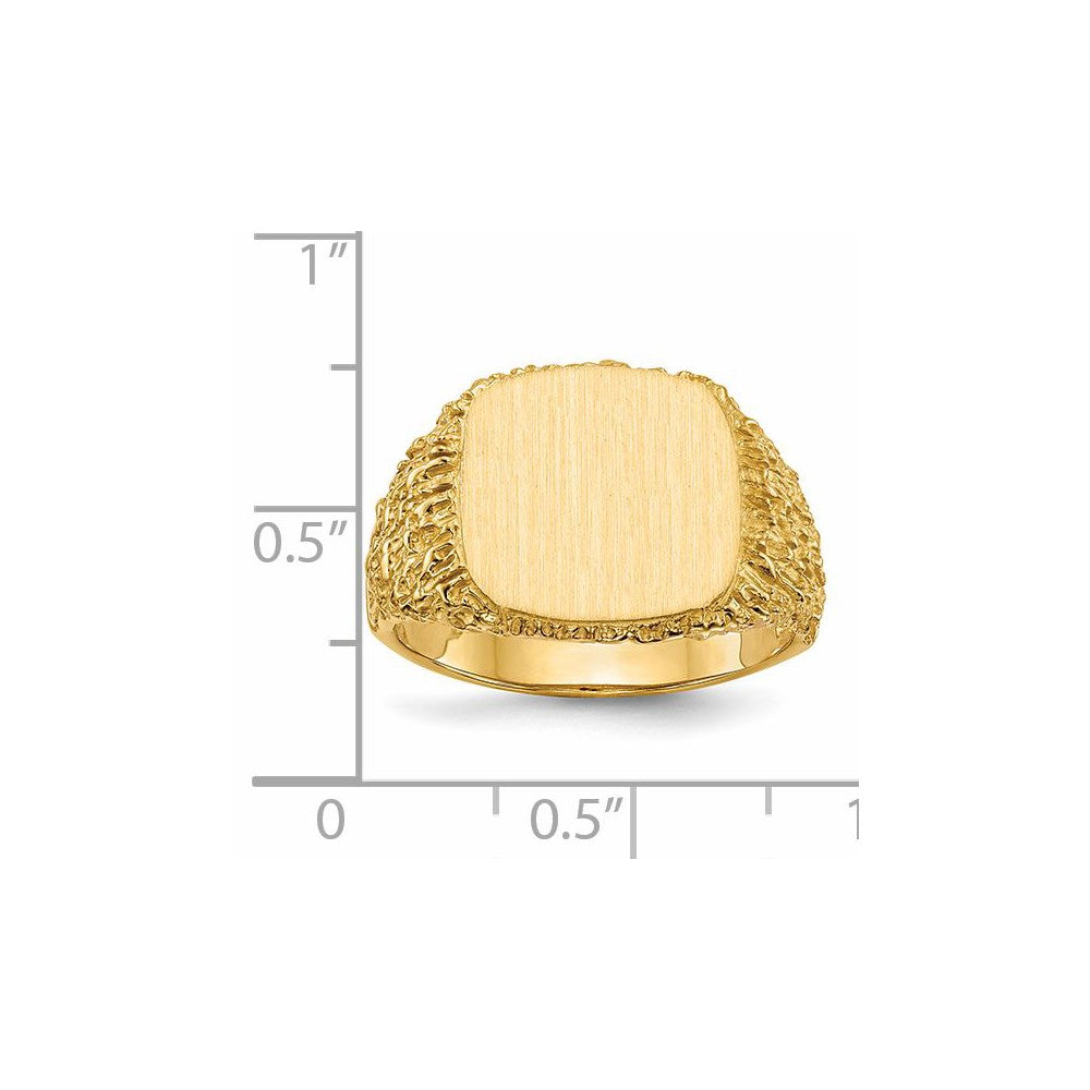 14k 13.5x13.5mm Open Back Mens Signet Ring