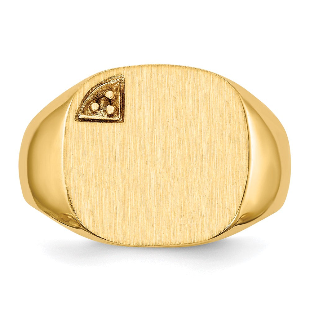 14k 15.0x15.0mm Closed Back Diamond Mens Signet Ring Mounting