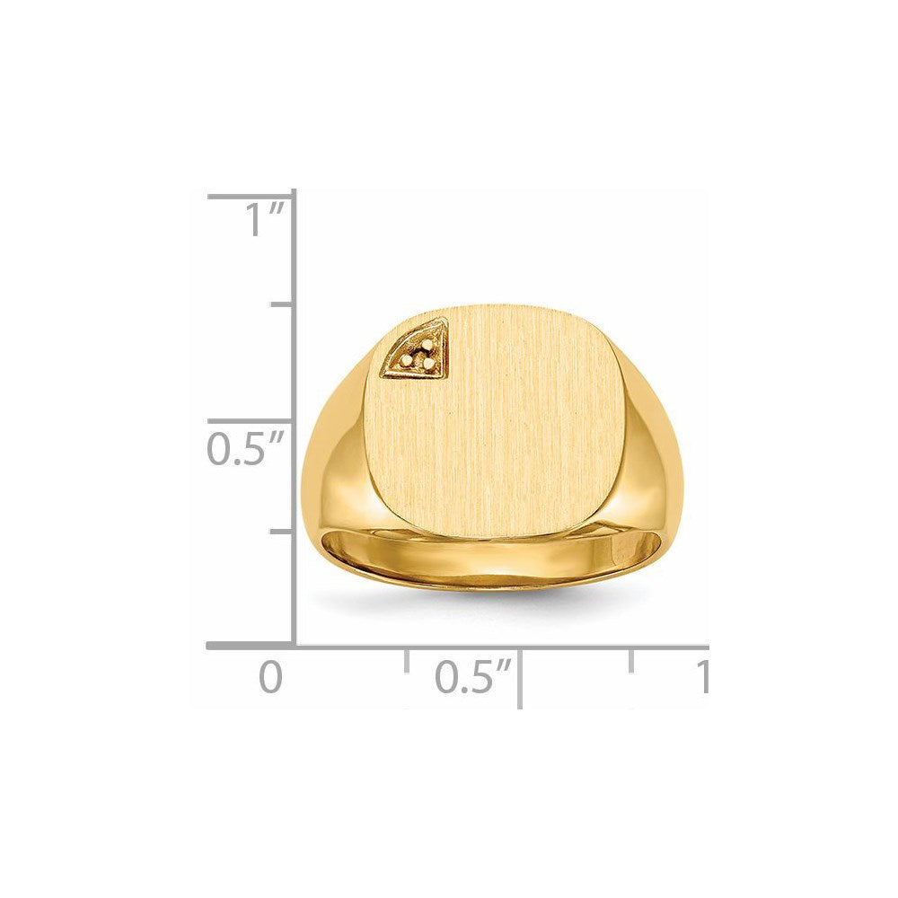 14k 15.0x15.0mm Closed Back Diamond Mens Signet Ring Mounting