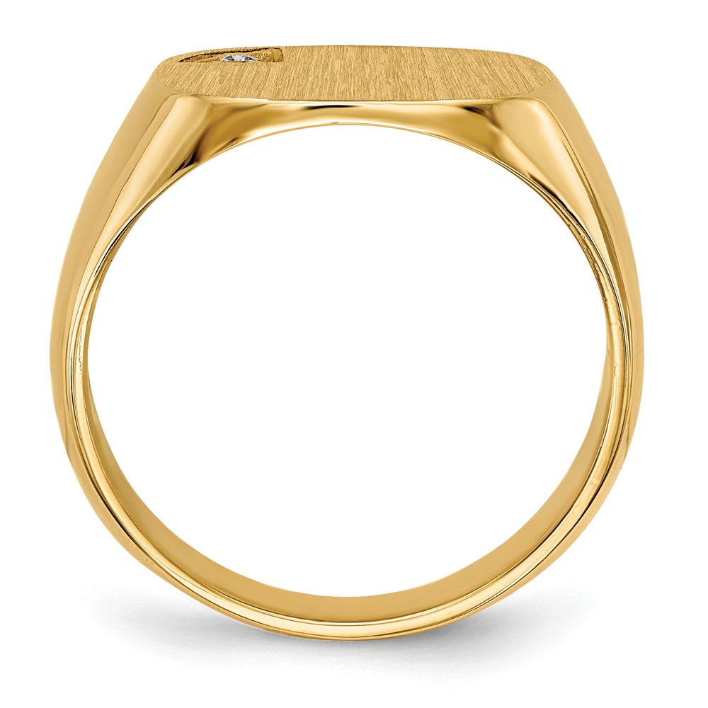 14k 15.0x15.0mm Closed Back AA Diamond Mens Signet Ring