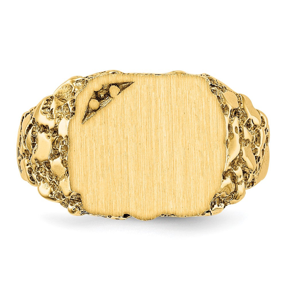 14k 11.5x10.0mm Diamond Closed Back Signet Ring Mounting