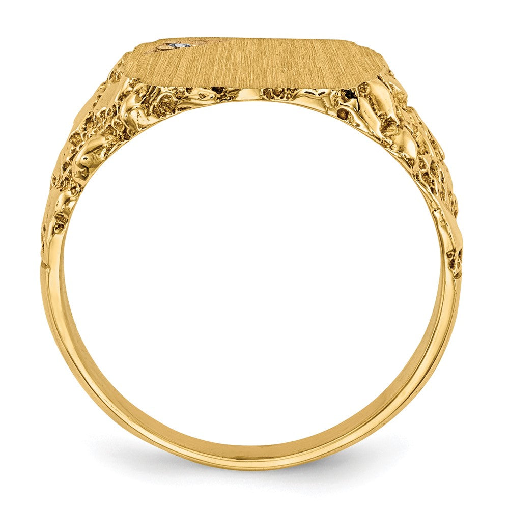 14k 11.5x10.0mm AA Diamond Closed Back Signet Ring