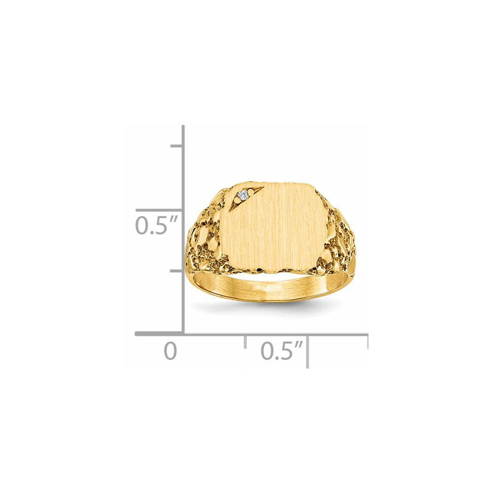 14k 11.5x10.0mm AA Diamond Closed Back Signet Ring