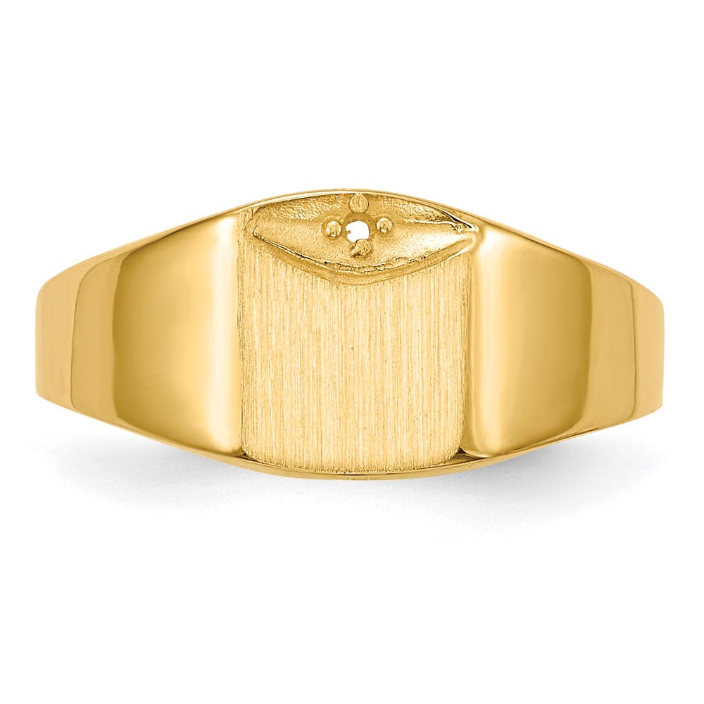 10k Polished Closed Back 8.0x7.0mm Diamond Signet Ring Mounting