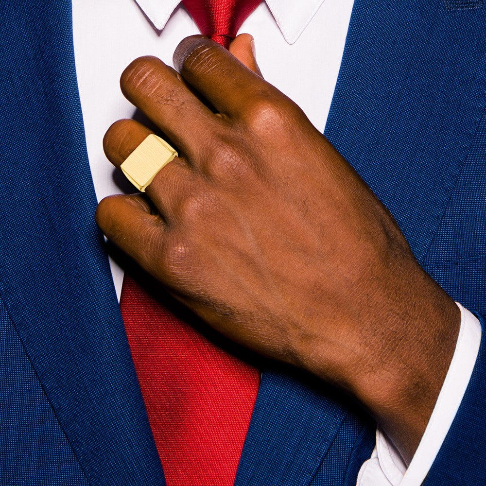 14k 19.5x14.5mm Open Back Mens Signet Ring
