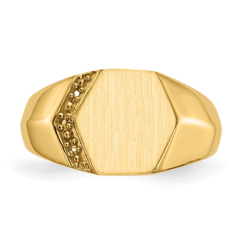 14k 11.5x11.5mm Open Back Diamond Mens Signet Ring Mounting