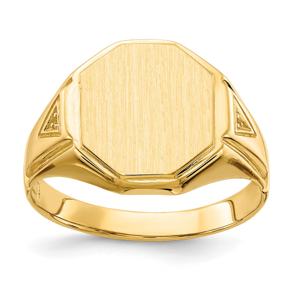Casted;Polished;Satin;14k Yellow gold;Open back;Engravable;Avail. in 10k yellow gold;Avail. in 18k yellow gold;Avail. in 14k white gold;Avail. in platinum;Avail. in 10k white gold;Avail. in 18k white gold