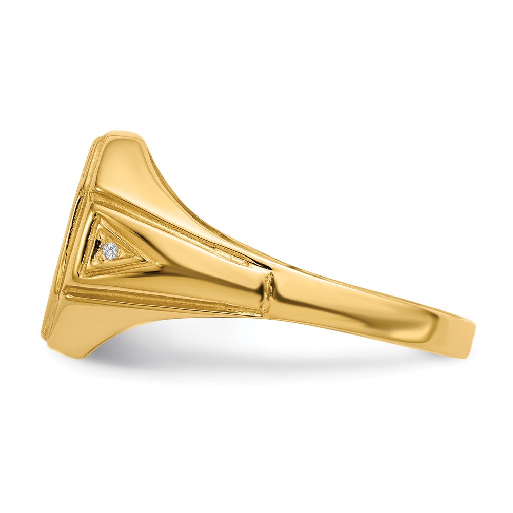 14k 11.5x12.5mm Open Back AA Diamond Mens Signet Ring