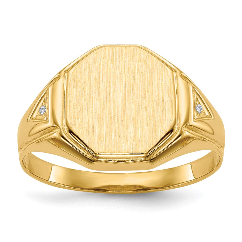 Casted;Polished;Satin;14k Yellow gold;Open back;Engravable;Diamond;Avail. in 10k yellow gold;Avail. in 18k yellow gold;Avail. in 14k white gold;Avail. in platinum;Avail. in 10k white gold;Avail. in 18k white gold;AA quality