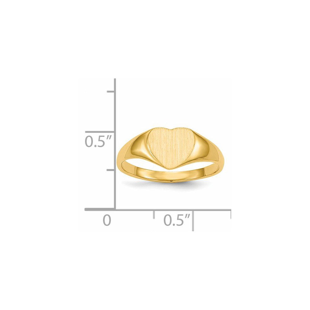 14k 8.5x7.5mm Closed Back Heart Signet Ring