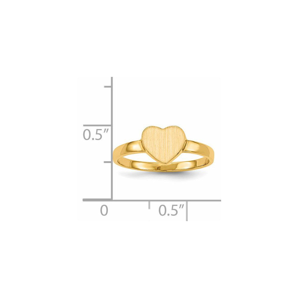 14k 7.5x6.5mm Open Back Heart Signet Ring
