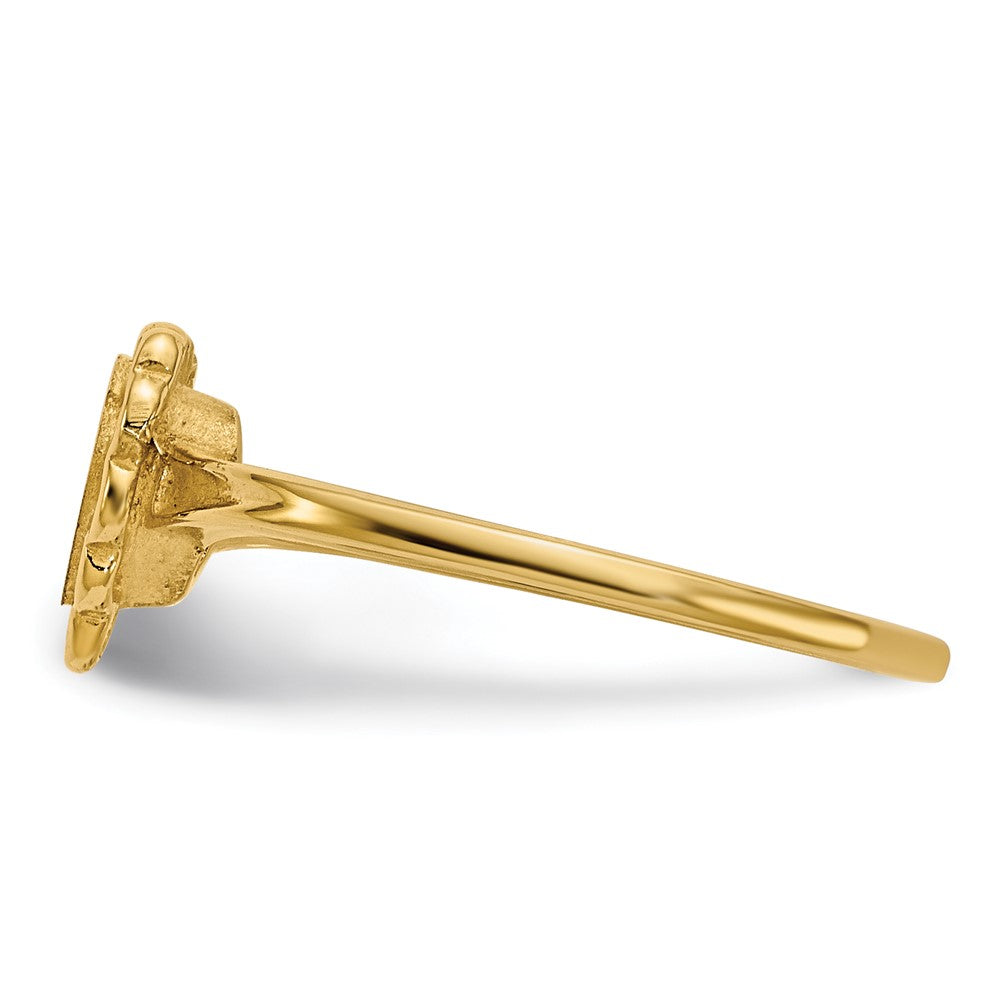 14k 6.5x6.0mm Open Back Heart Signet Ring