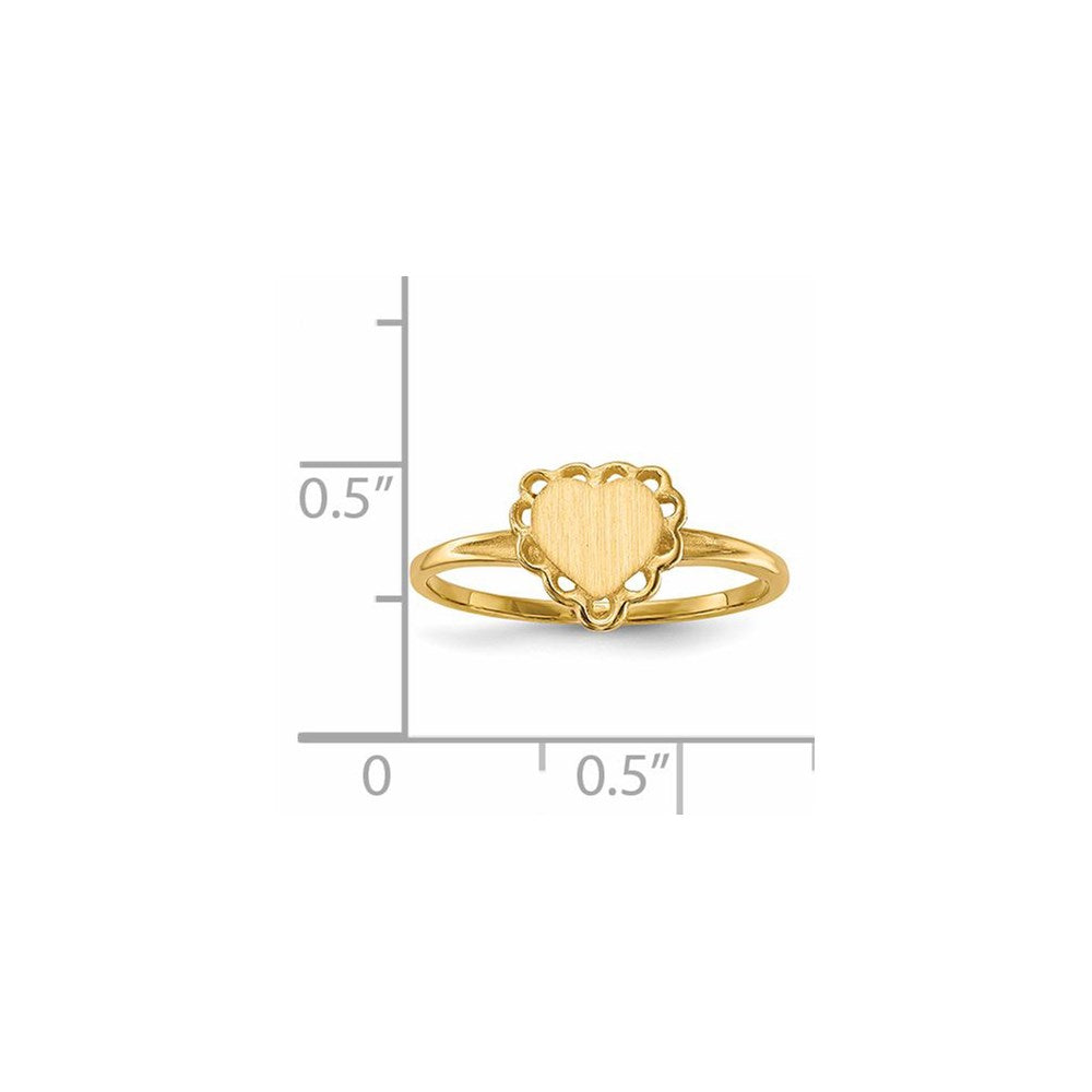 14k 6.5x6.0mm Open Back Heart Signet Ring