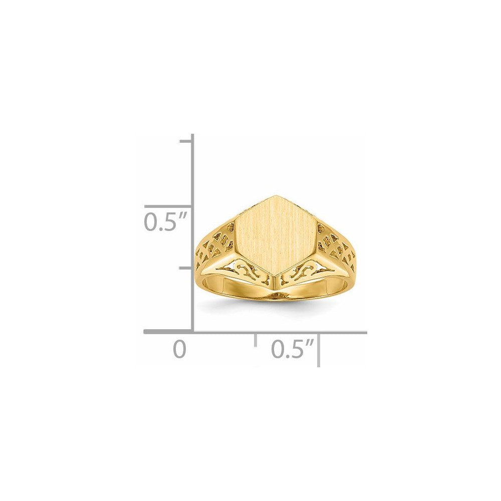 14k 9.5x8.5mm Open Back Signet Ring