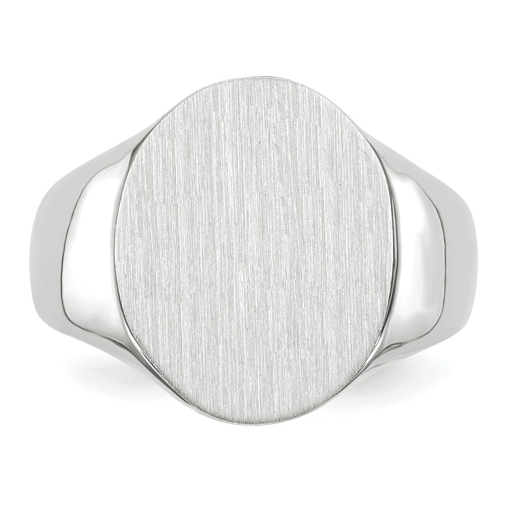 14k White Gold 15.0x18.5mm Closed Back Mens Signet Ring