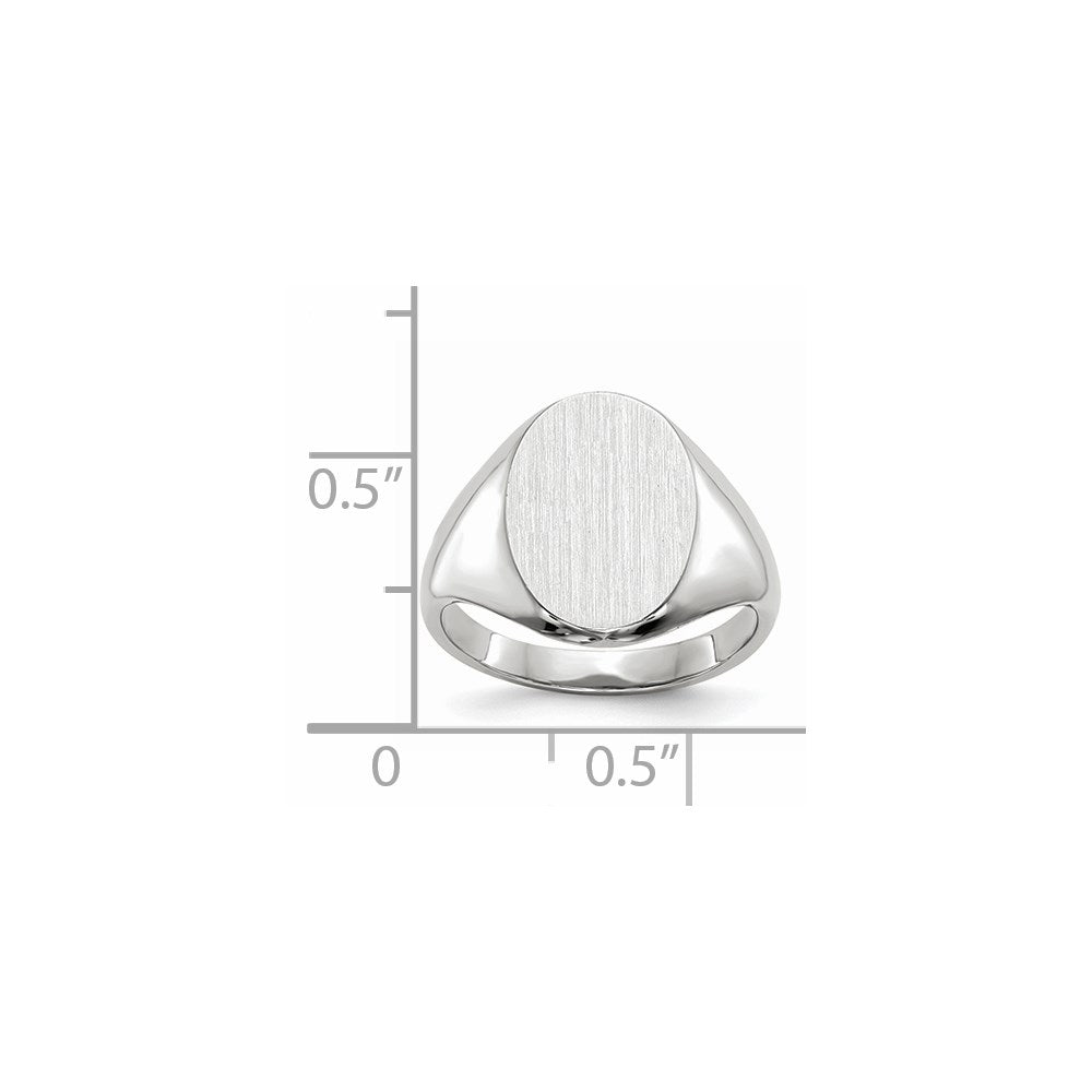 14k White Gold 8.0x11.5mm Closed Back Signet Ring