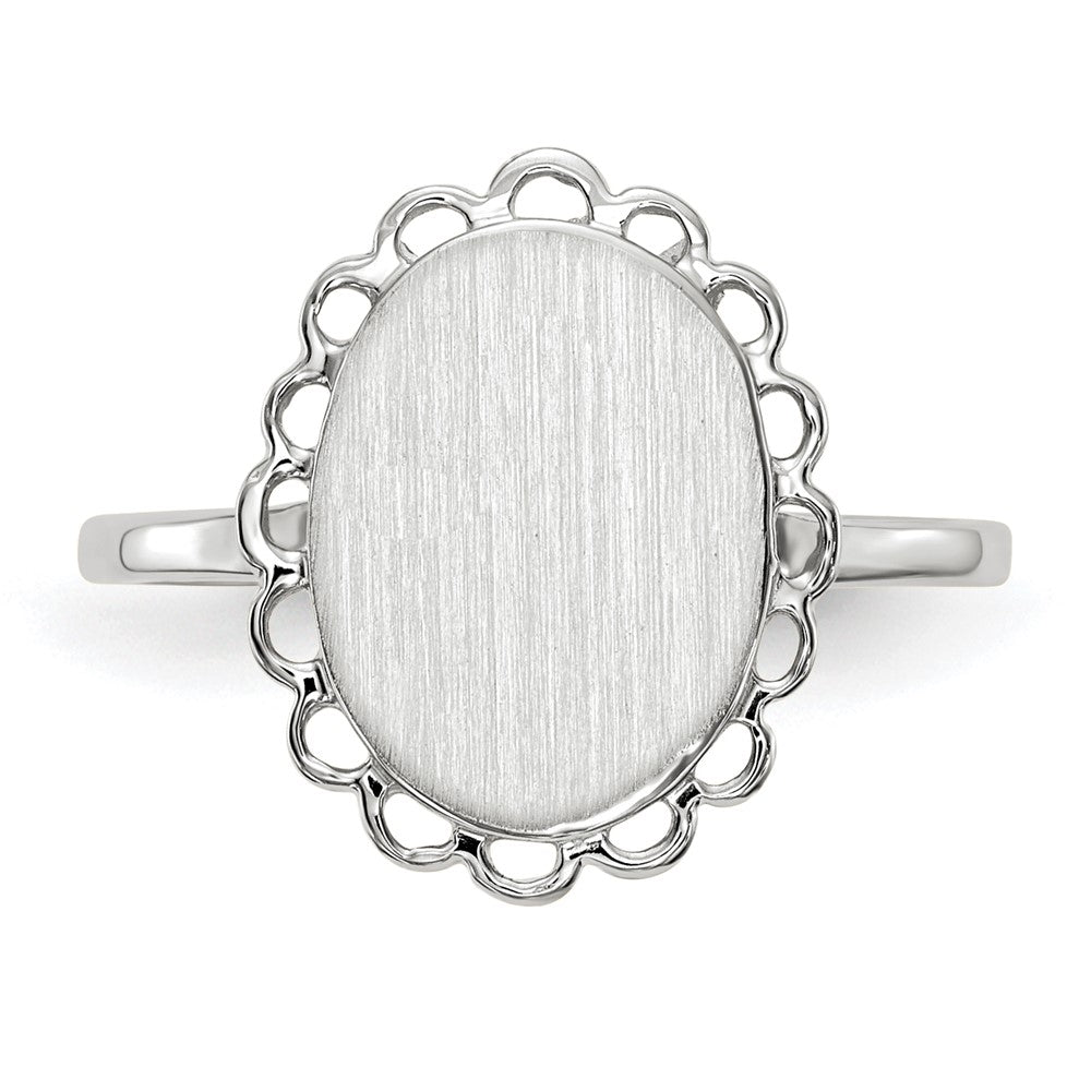 14k White Gold 9.0x11.5mm Open Back Signet Ring