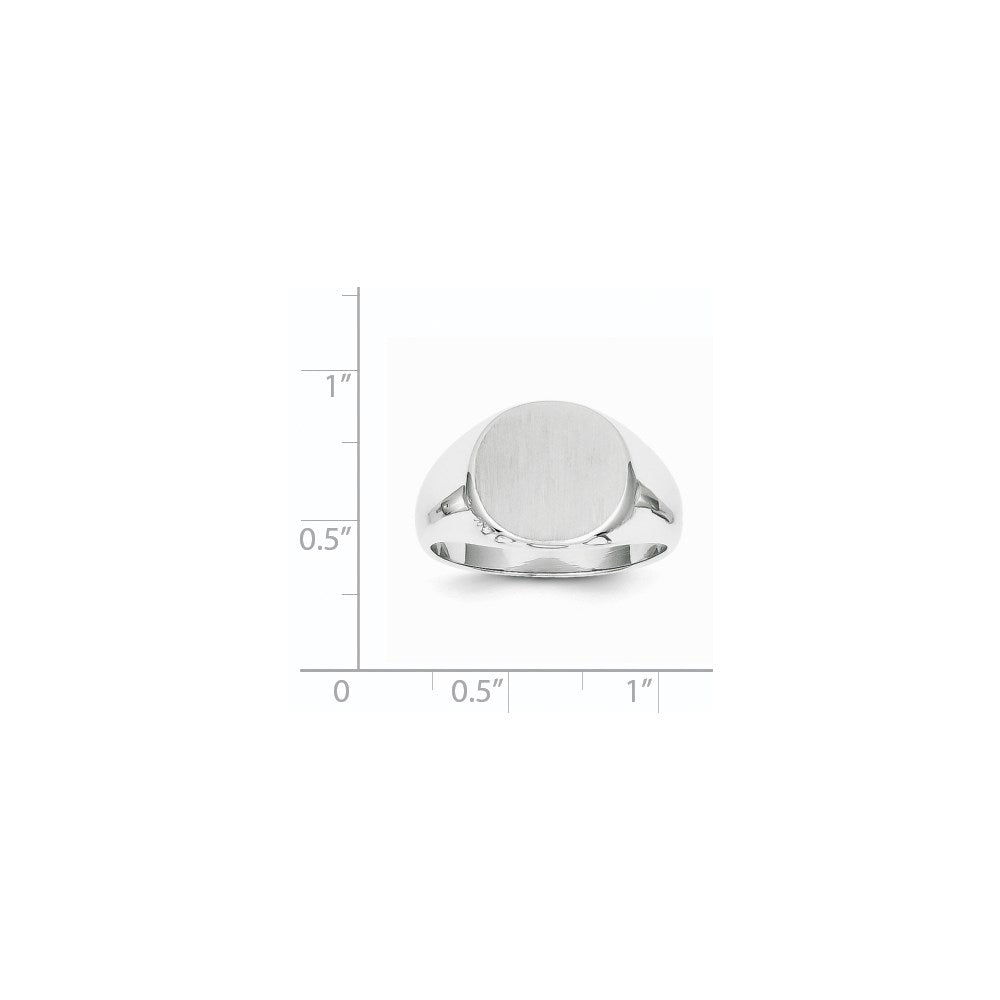 14k White Gold 13.5x12.5mm Closed Back Mens Signet Ring